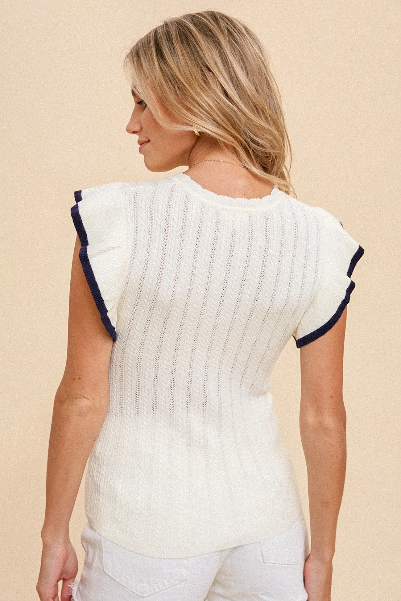 Ruffle Sleeve Sweater Top