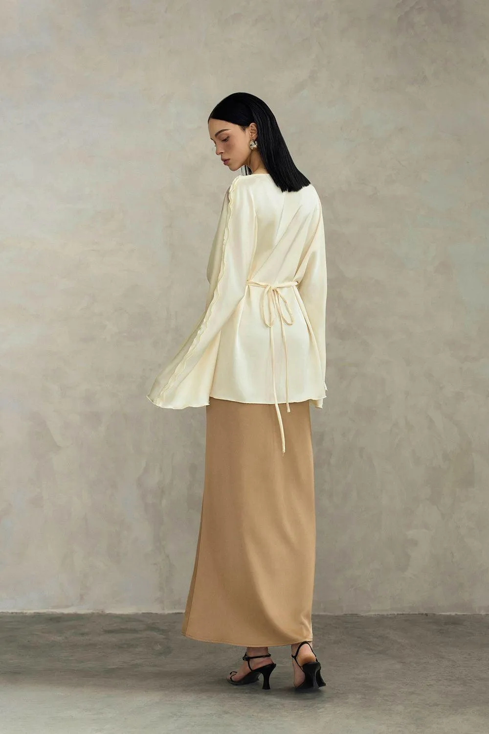 Ruri Straight Boat Neck Silk Top