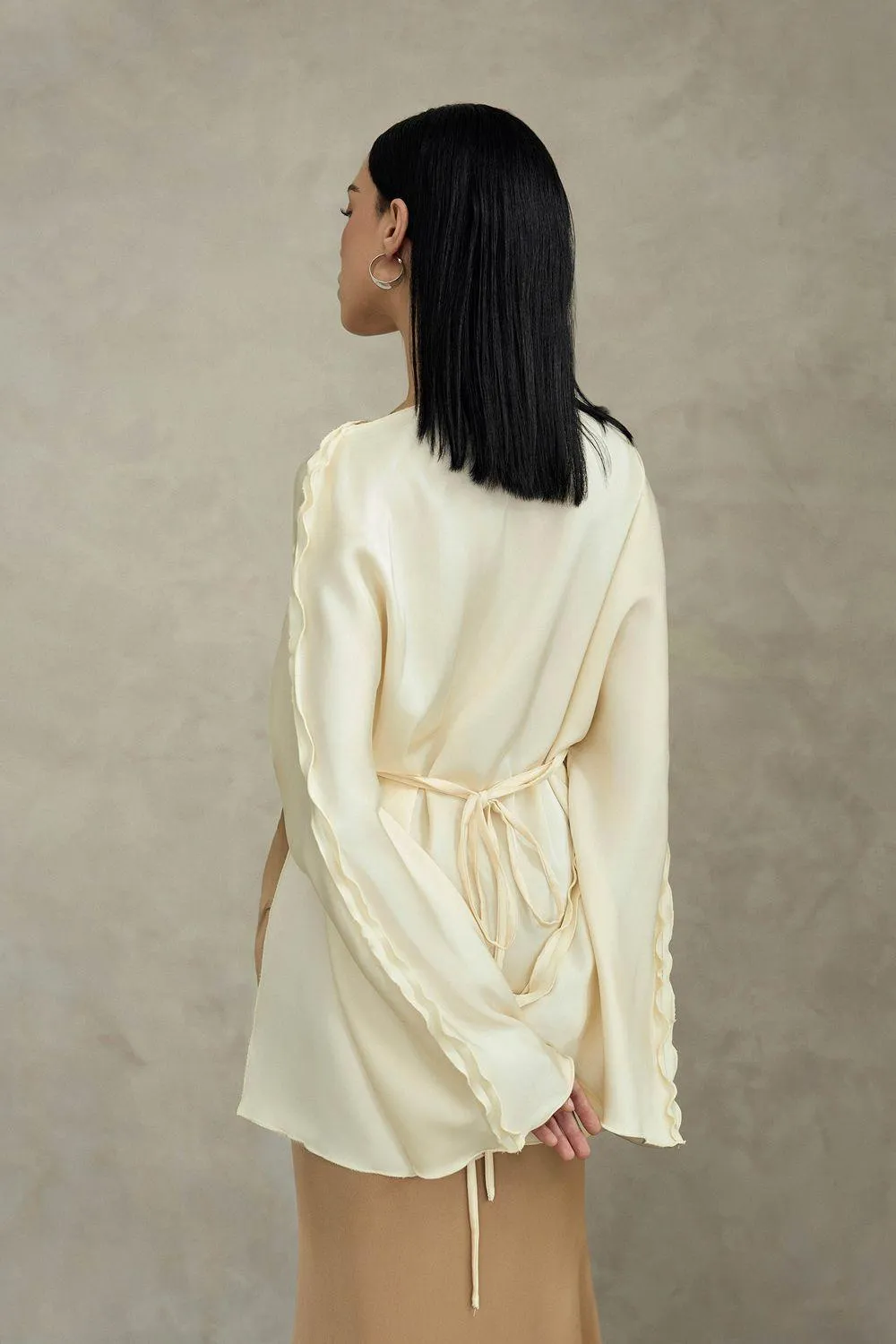 Ruri Straight Boat Neck Silk Top