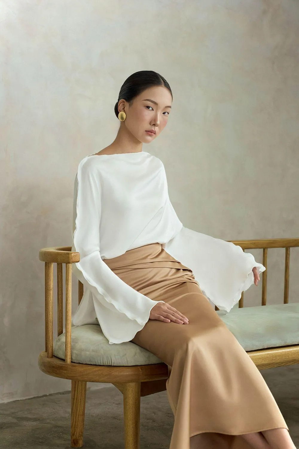 Ruri Straight Boat Neck Silk Top