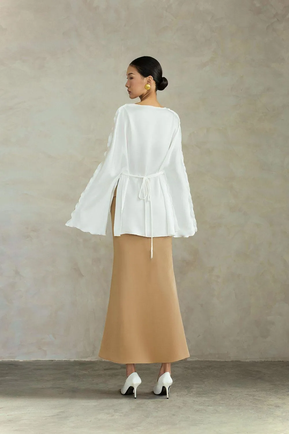 Ruri Straight Boat Neck Silk Top