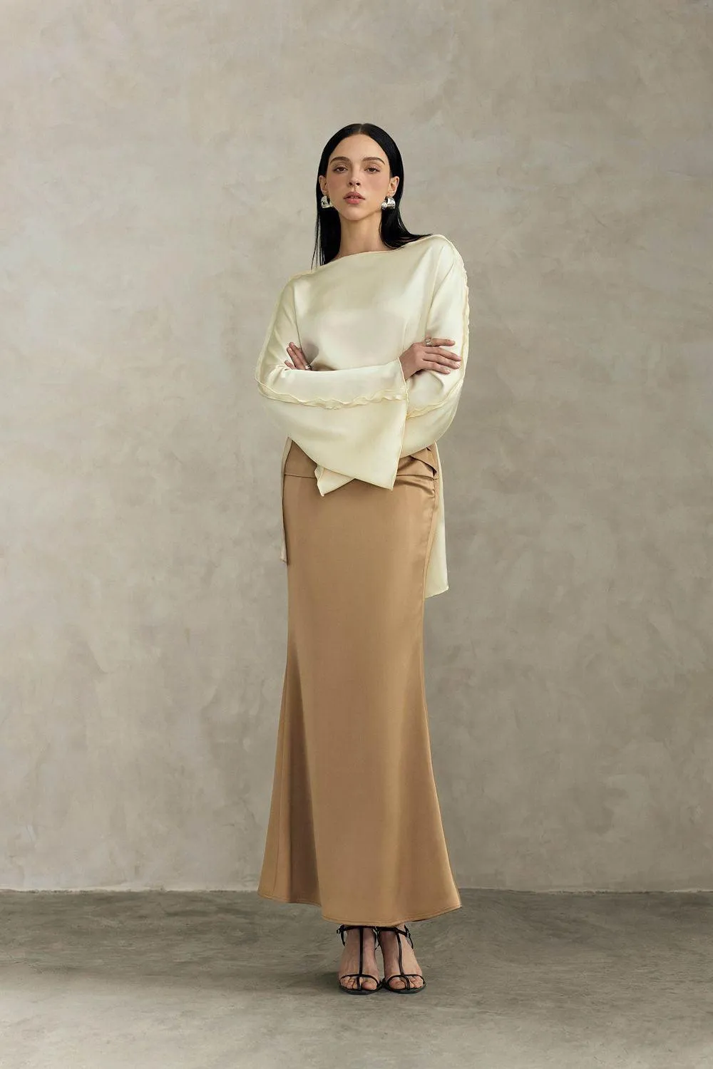 Ruri Straight Boat Neck Silk Top