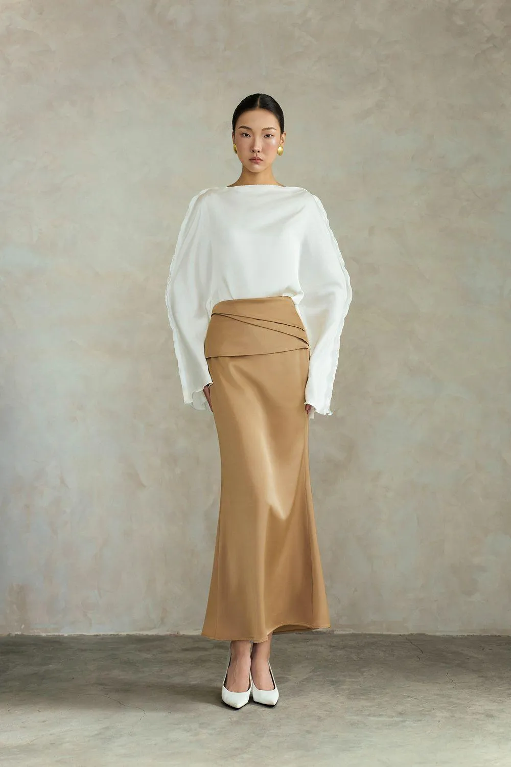 Ruri Straight Boat Neck Silk Top
