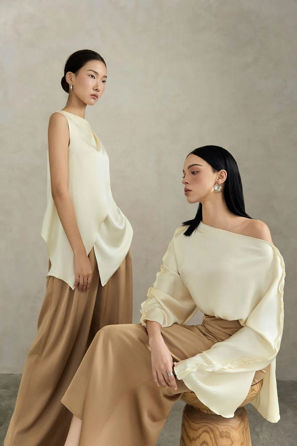 Ruri Straight Boat Neck Silk Top