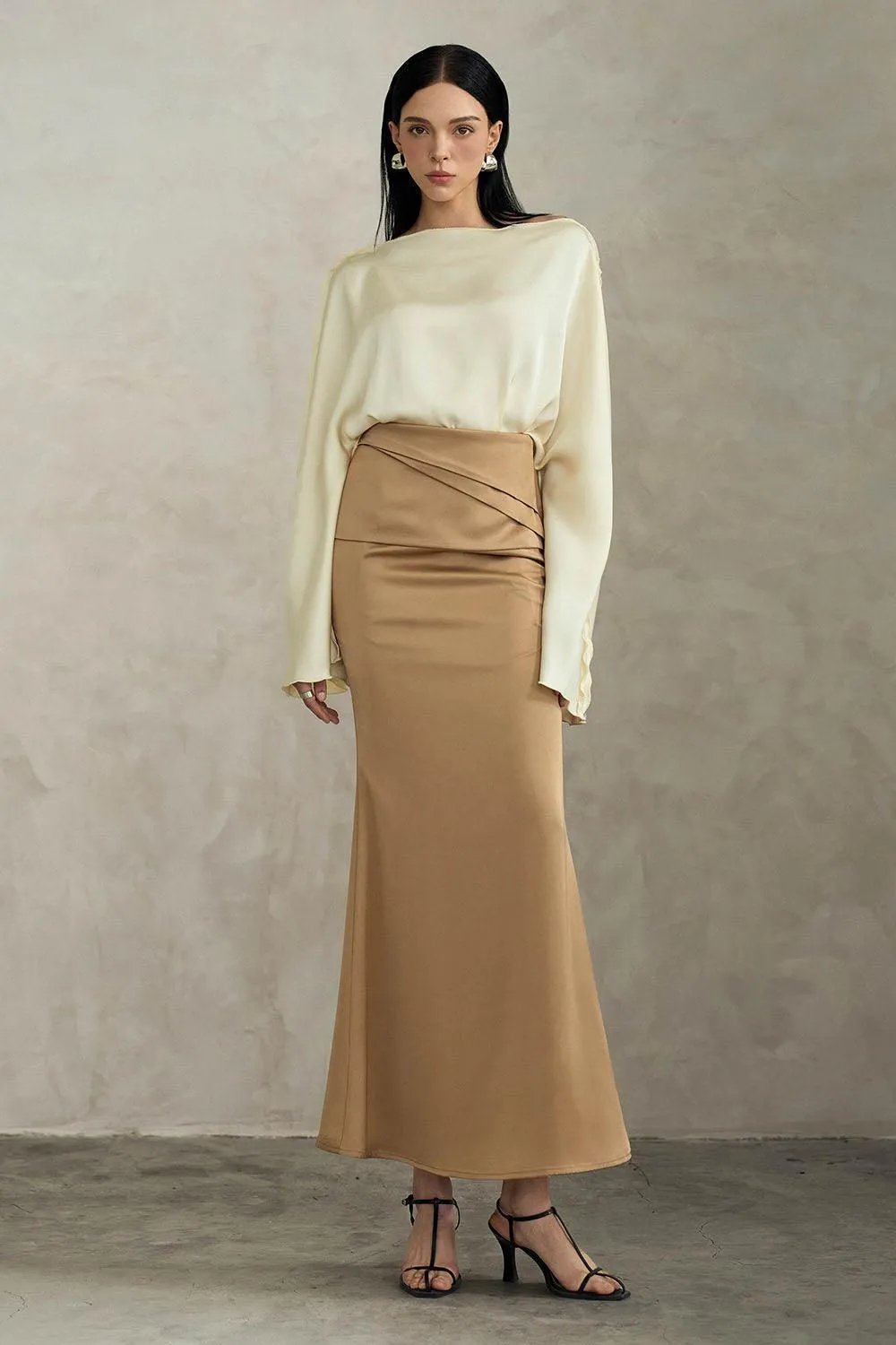 Ruri Straight Boat Neck Silk Top