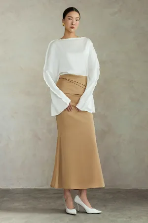 Ruri Straight Boat Neck Silk Top