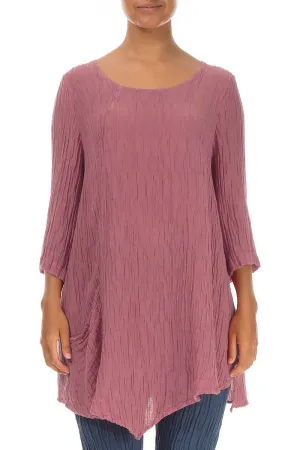 Side Pocket Crinkled Mauve Taupe Silk Tunic