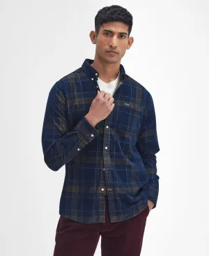 Southfield Tailored Checked Cord Shirt - Inky Blue