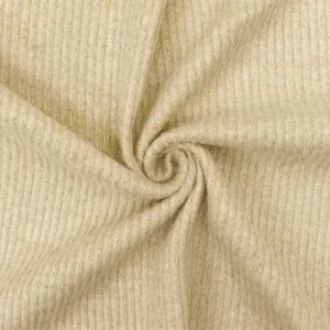 Star Gold-Ivory Metallic Textured Stretch 2X2 Rib Knit Fabric