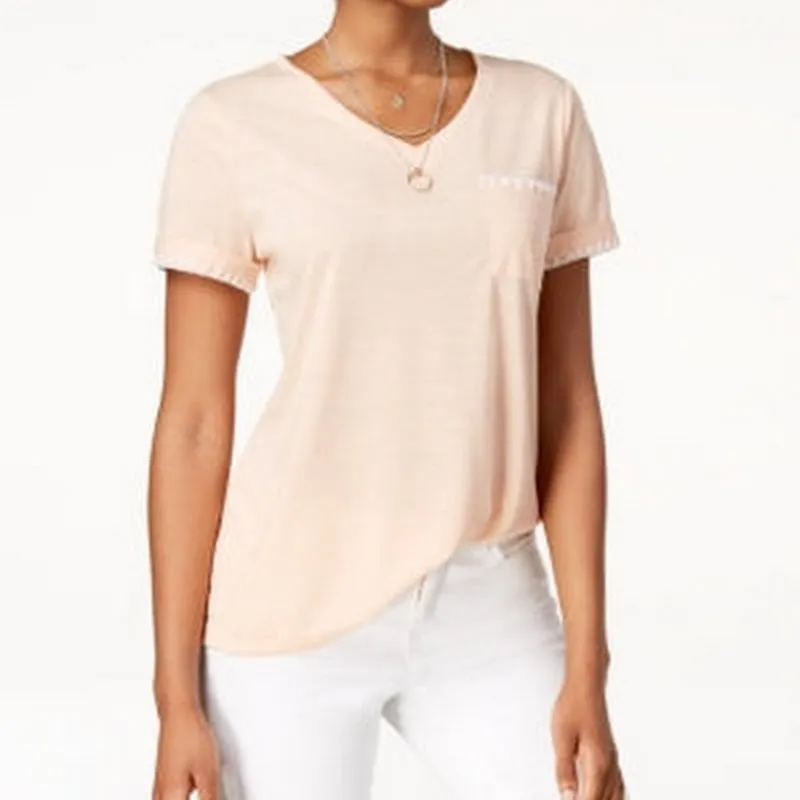 Style & Co Women's  Whip-Stitch Pocket T-Shirt, Size XL