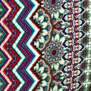 Teal-Multi Chevron Moroccan Print Stretch Rayon Stretch Jersey Knit Fabric