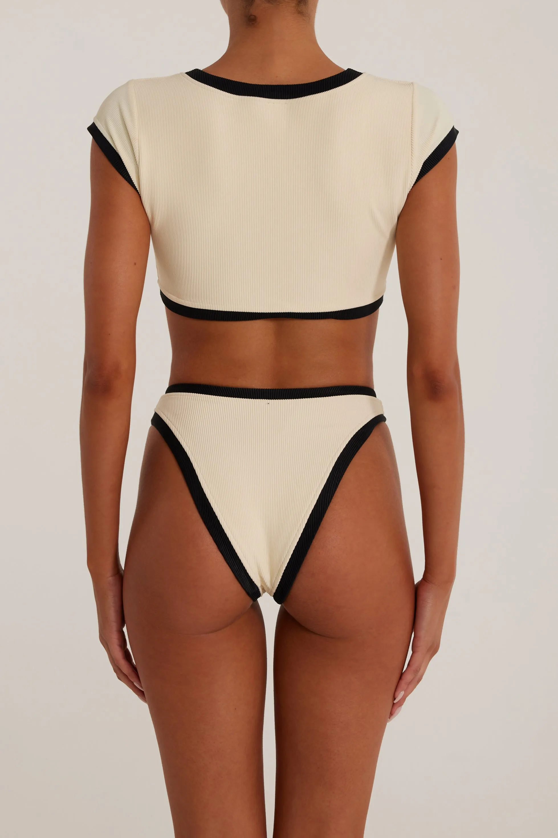 The Grace Top (Ribbed Cream/Black)