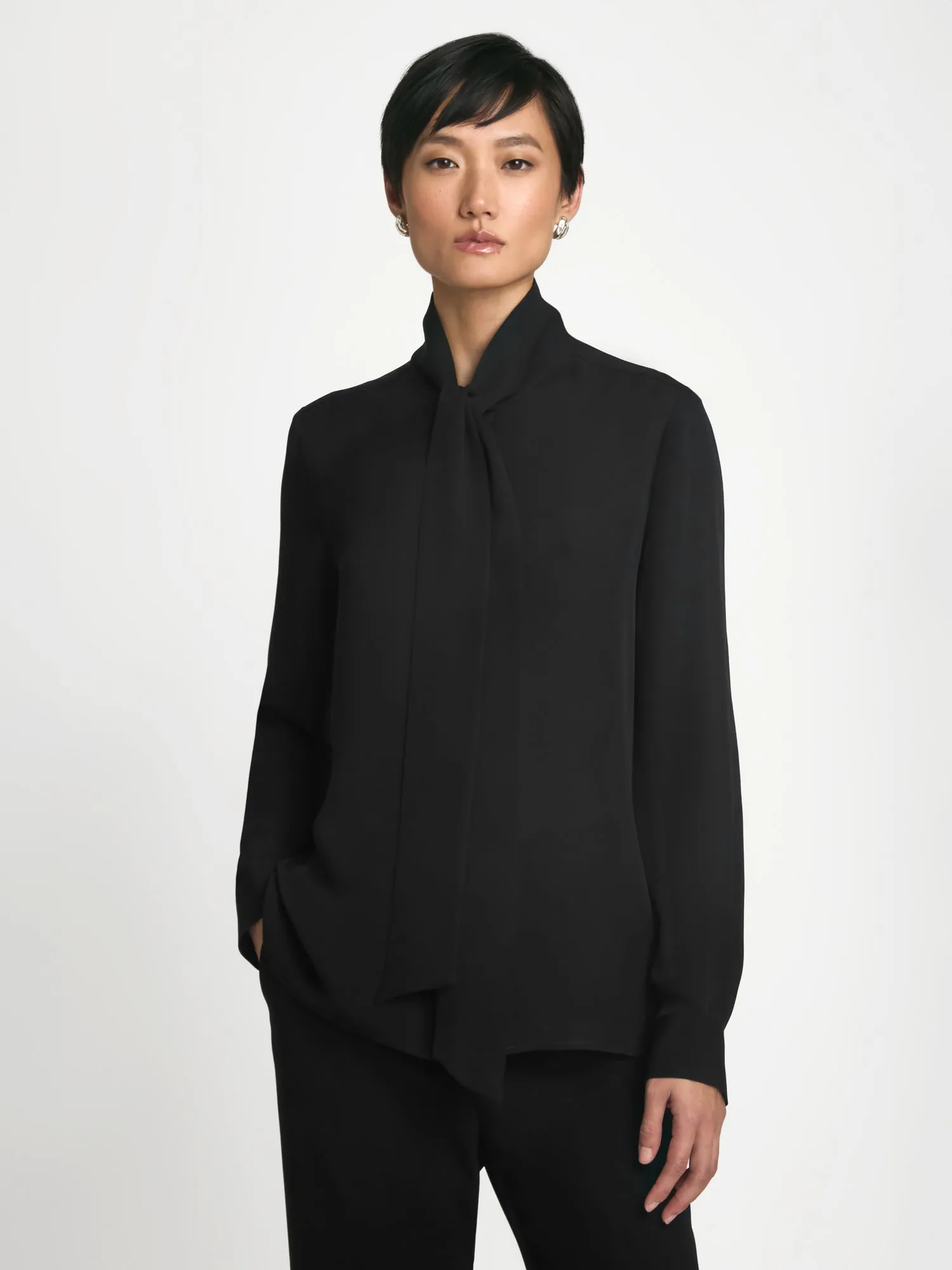 Tie neck silk blouse