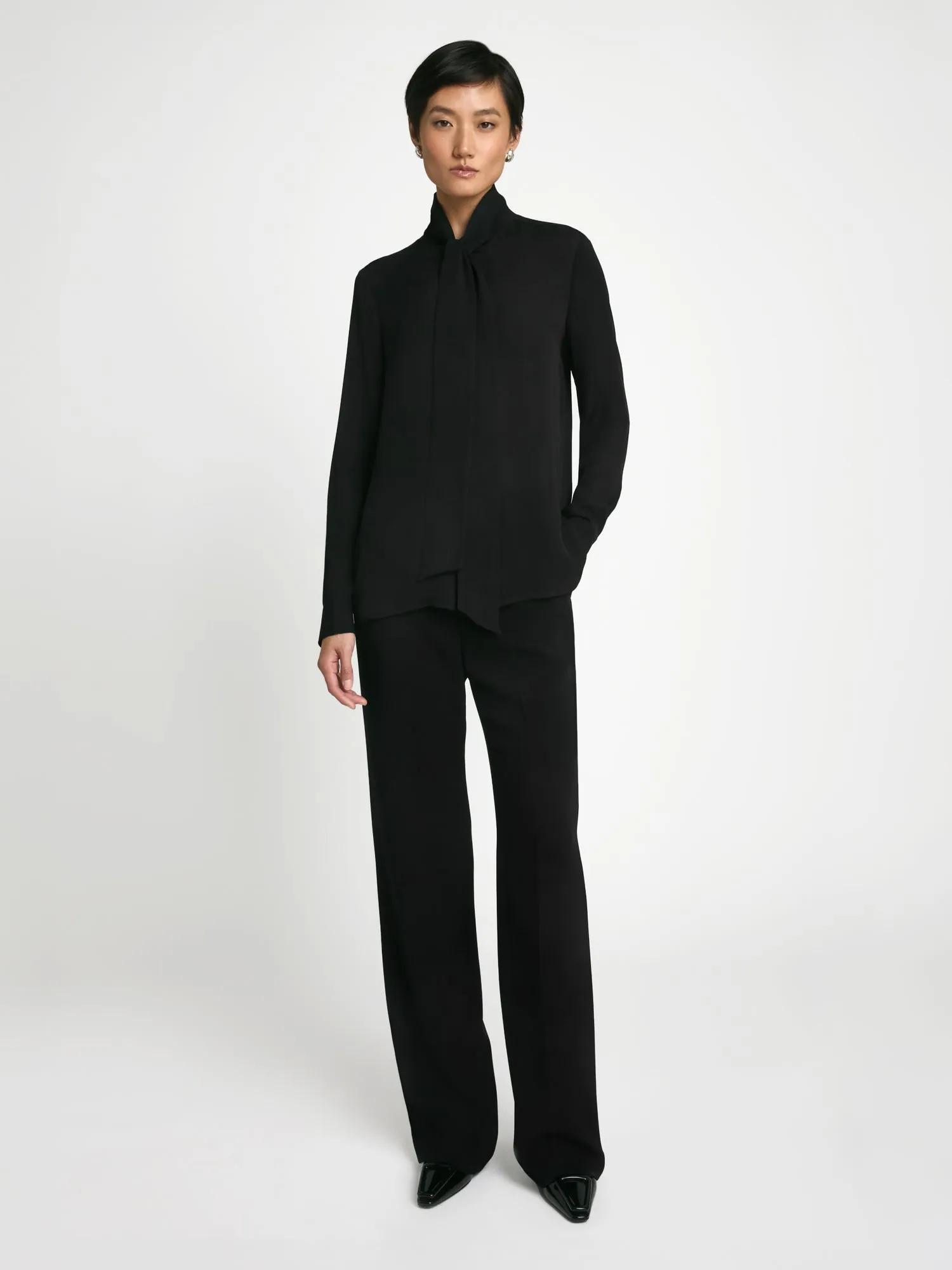 Tie neck silk blouse