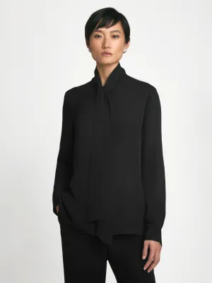 Tie neck silk blouse