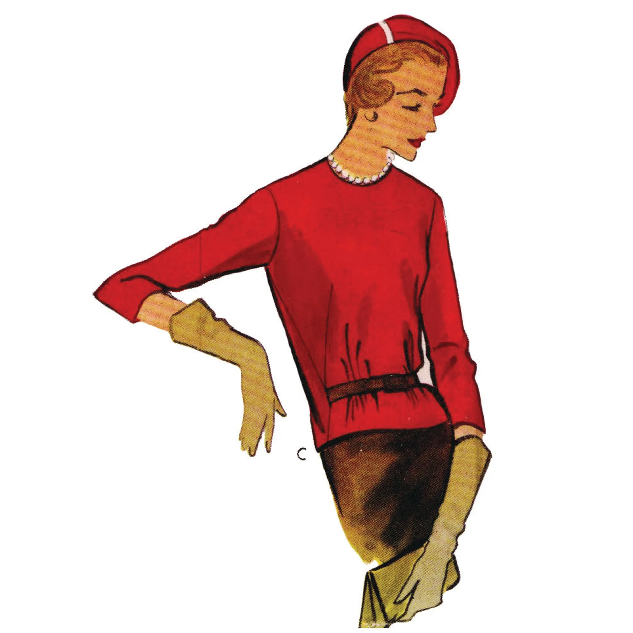 Vintage 1950s Pattern – Three Style Tops, Over-blouses - Bust 34” (86.4cm)