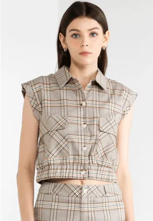 VOIR JEANS Hey Summer Collection: Checkered Double Pocket Top