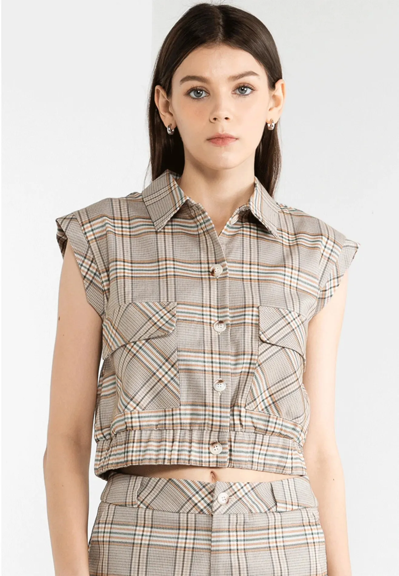 VOIR JEANS Hey Summer Collection: Checkered Double Pocket Top