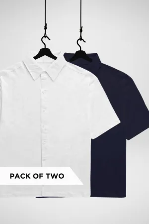 White and Navy Blue Oversized Shirts Combo