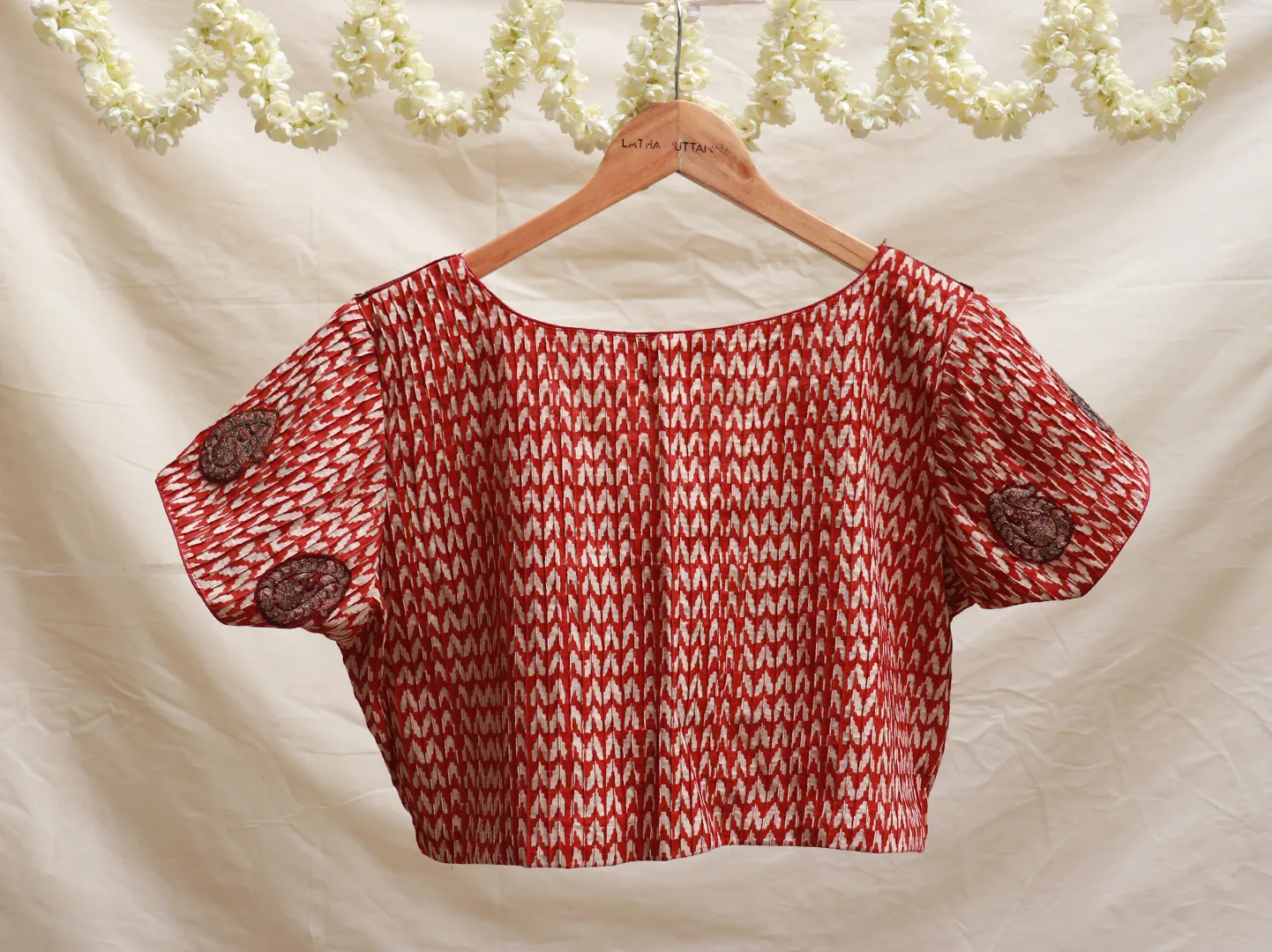 Wine Red, Soft silk, Hand embroidery blouse