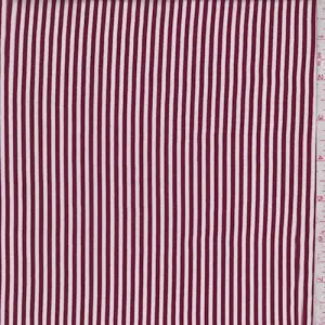 Wine/White Stripe Rayon Challis Fabric