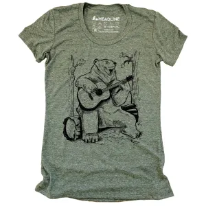 Women's Acoustic Guitar Bear T-Shirt